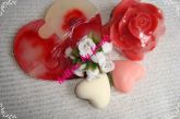 Rosas damascenase corações , em glicerina